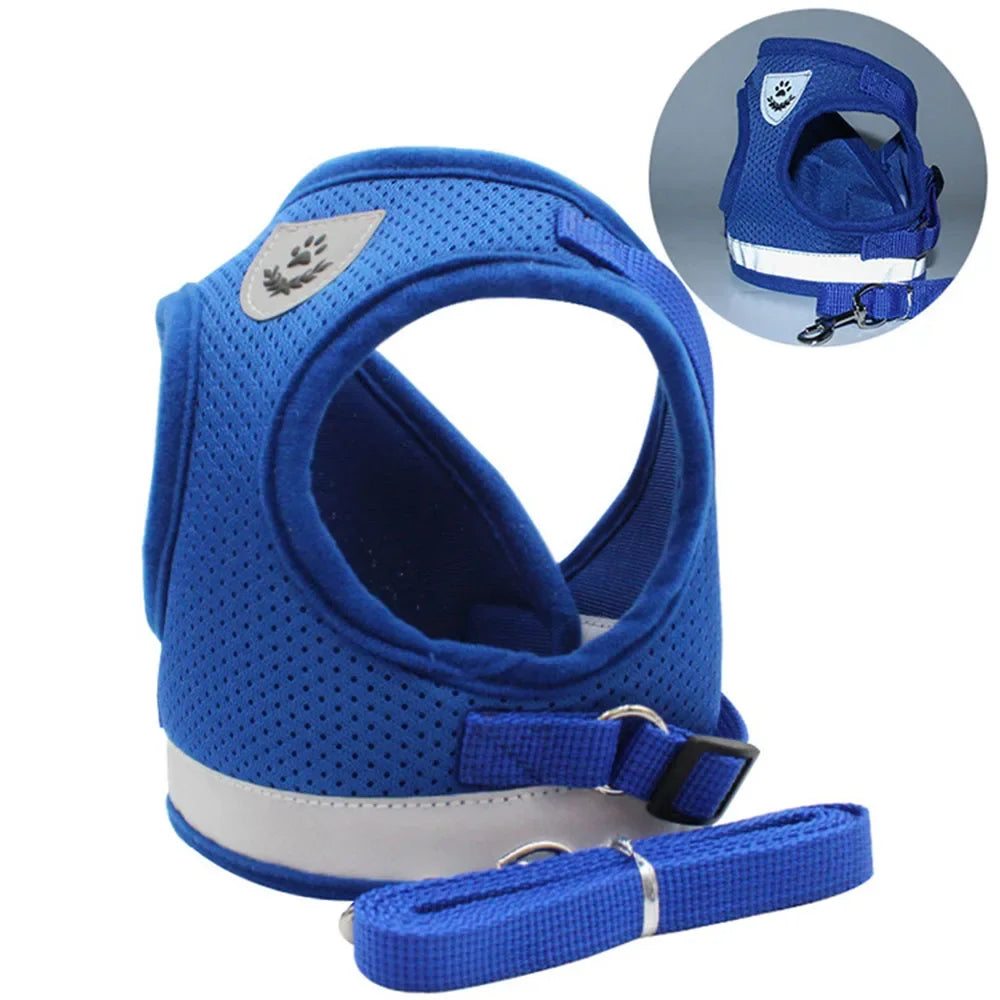 Reflective Cat & Dog Harness with Leash Set – Adjustable Escape Proof