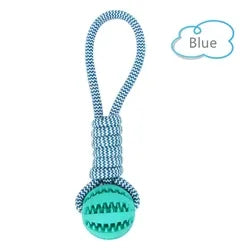 Pet Tooth Cleaning Chewing IQ Treat Ball Food Dispensing Bite Chew Knot Training Tugging Playing Rubber Rope Dog Ball Toys