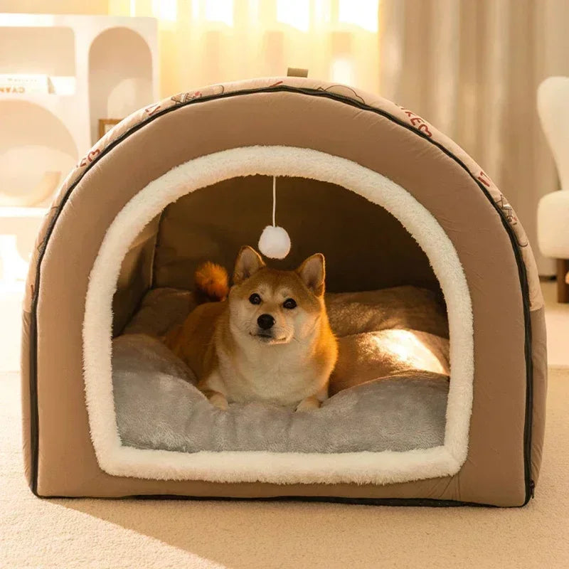 "CozyPaws Lodge - Winter-ready dog house and bed for big breeds"