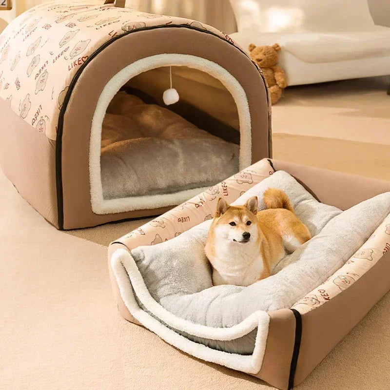 "CozyPaws Lodge - Winter-ready dog house and bed for big breeds"