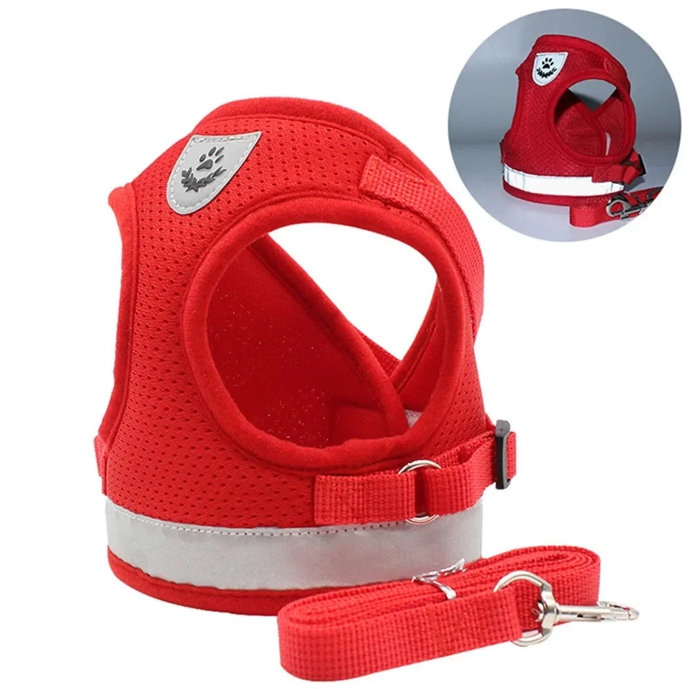 Reflective Cat & Dog Harness with Leash Set – Adjustable Escape Proof