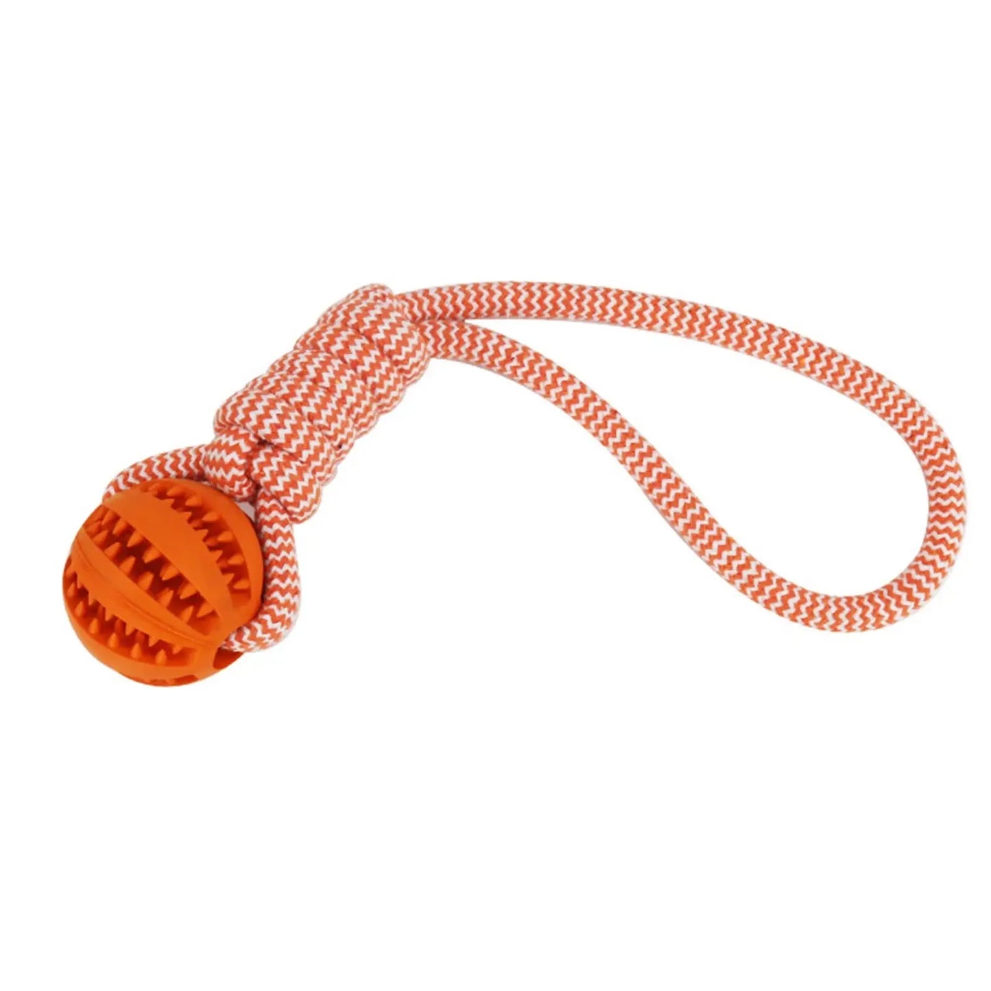 Pet Tooth Cleaning Chewing IQ Treat Ball Food Dispensing Bite Chew Knot Training Tugging Playing Rubber Rope Dog Ball Toys