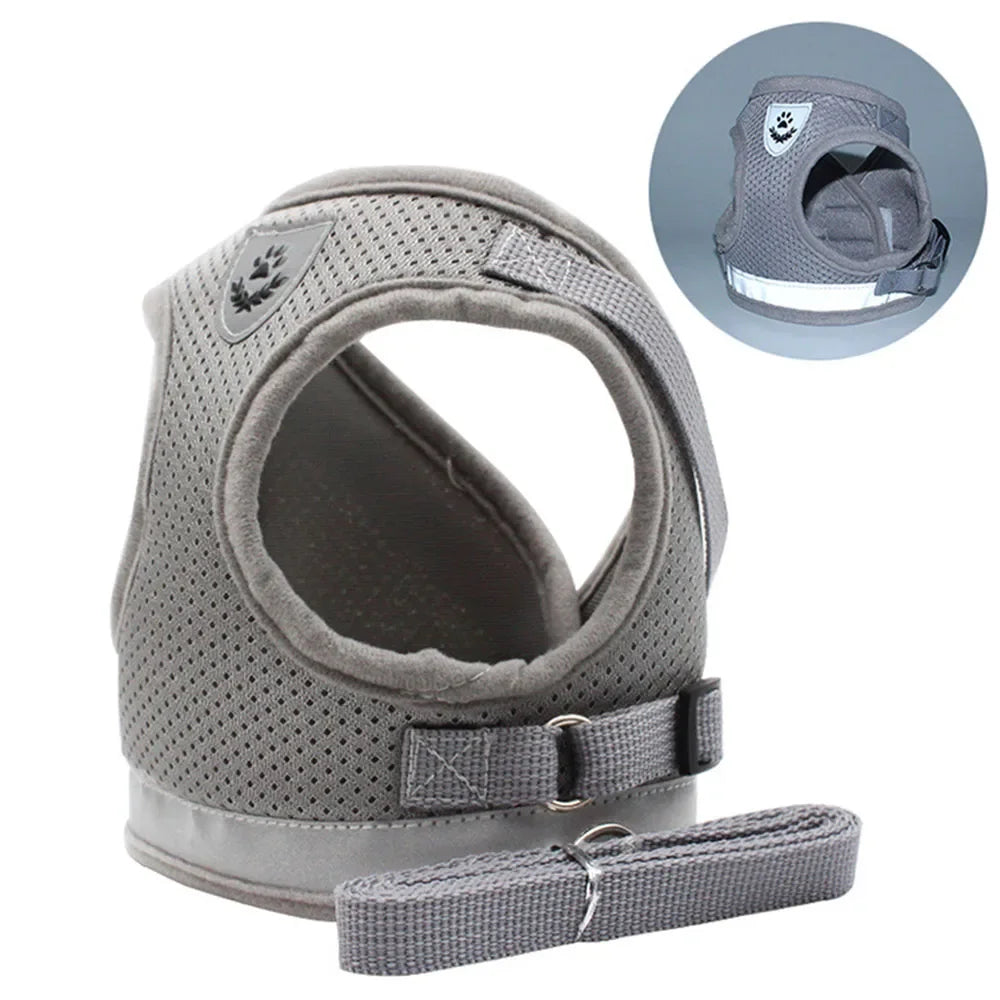 Reflective Cat & Dog Harness with Leash Set – Adjustable Escape Proof