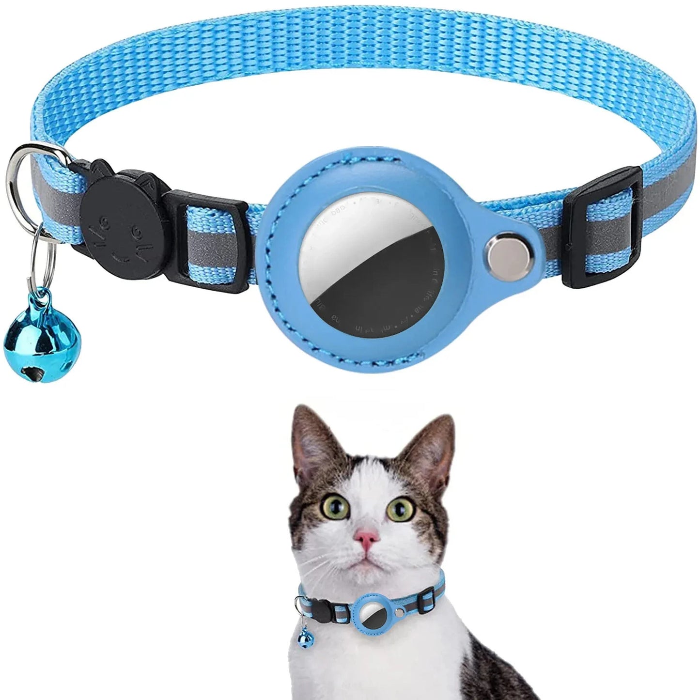 SafeTag Adjustable Cat Collar with AirTag Holder & Reflective Strips