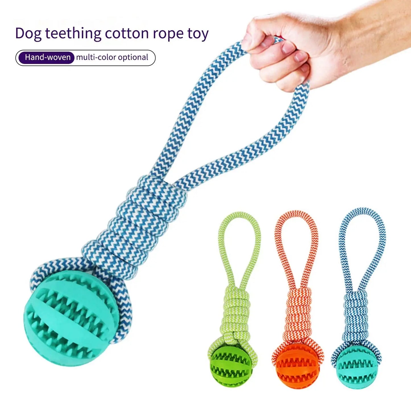 Pet Tooth Cleaning Chewing IQ Treat Ball Food Dispensing Bite Chew Knot Training Tugging Playing Rubber Rope Dog Ball Toys