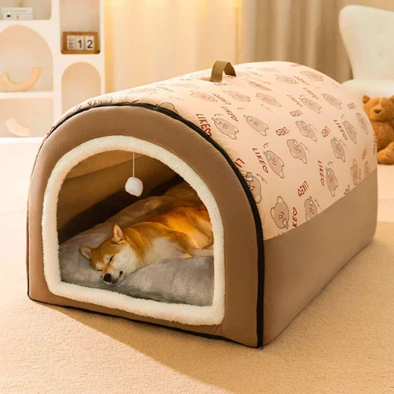 "CozyPaws Lodge - Winter-ready dog house and bed for big breeds"