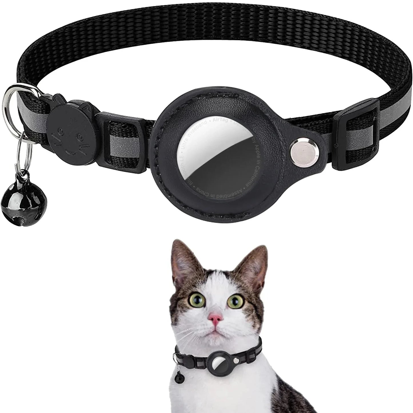 SafeTag Adjustable Cat Collar with AirTag Holder & Reflective Strips