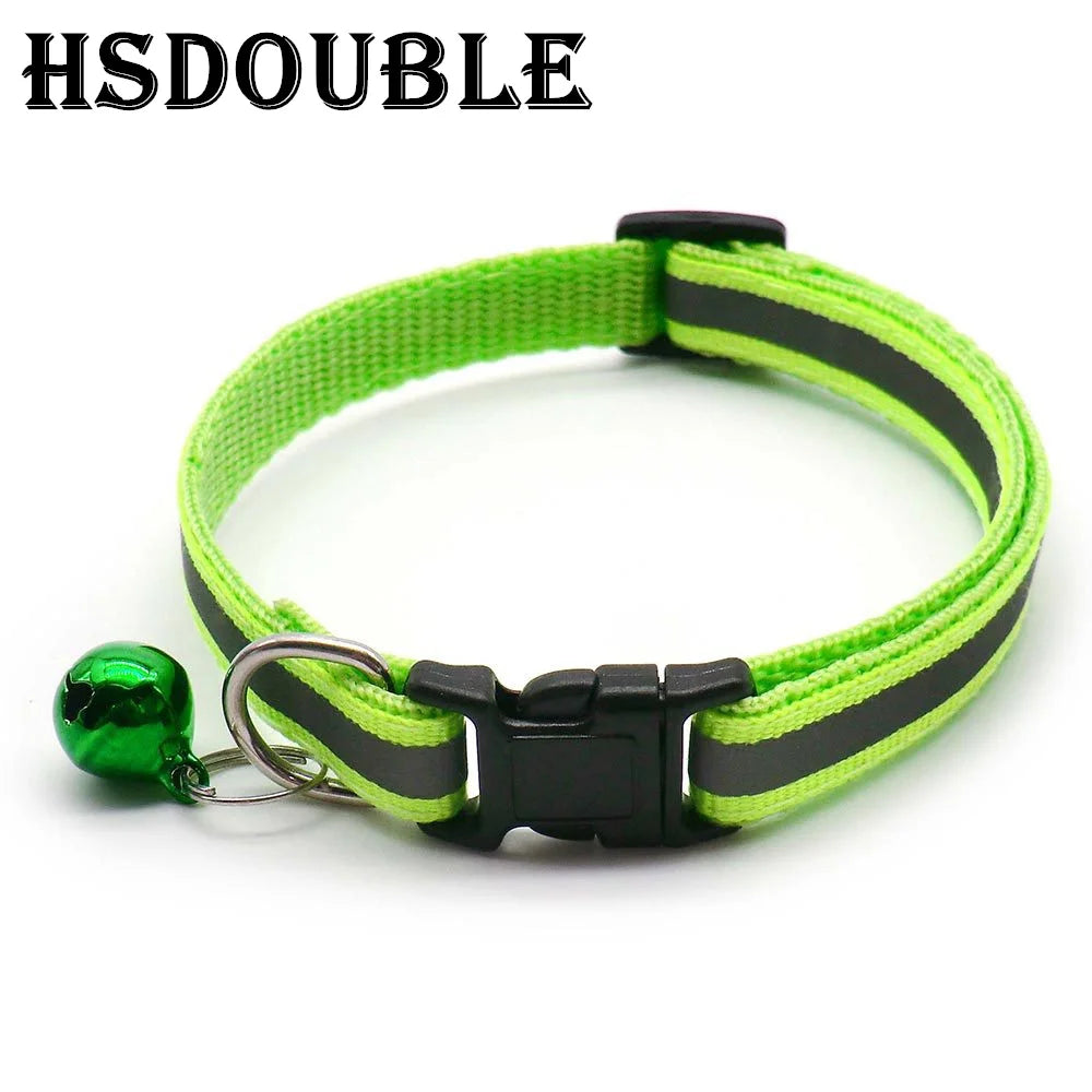 2Pcs/Pack 12 Colors Reflective Adjustable Cats And Small Dogs Collars With Bells Pet Supplies