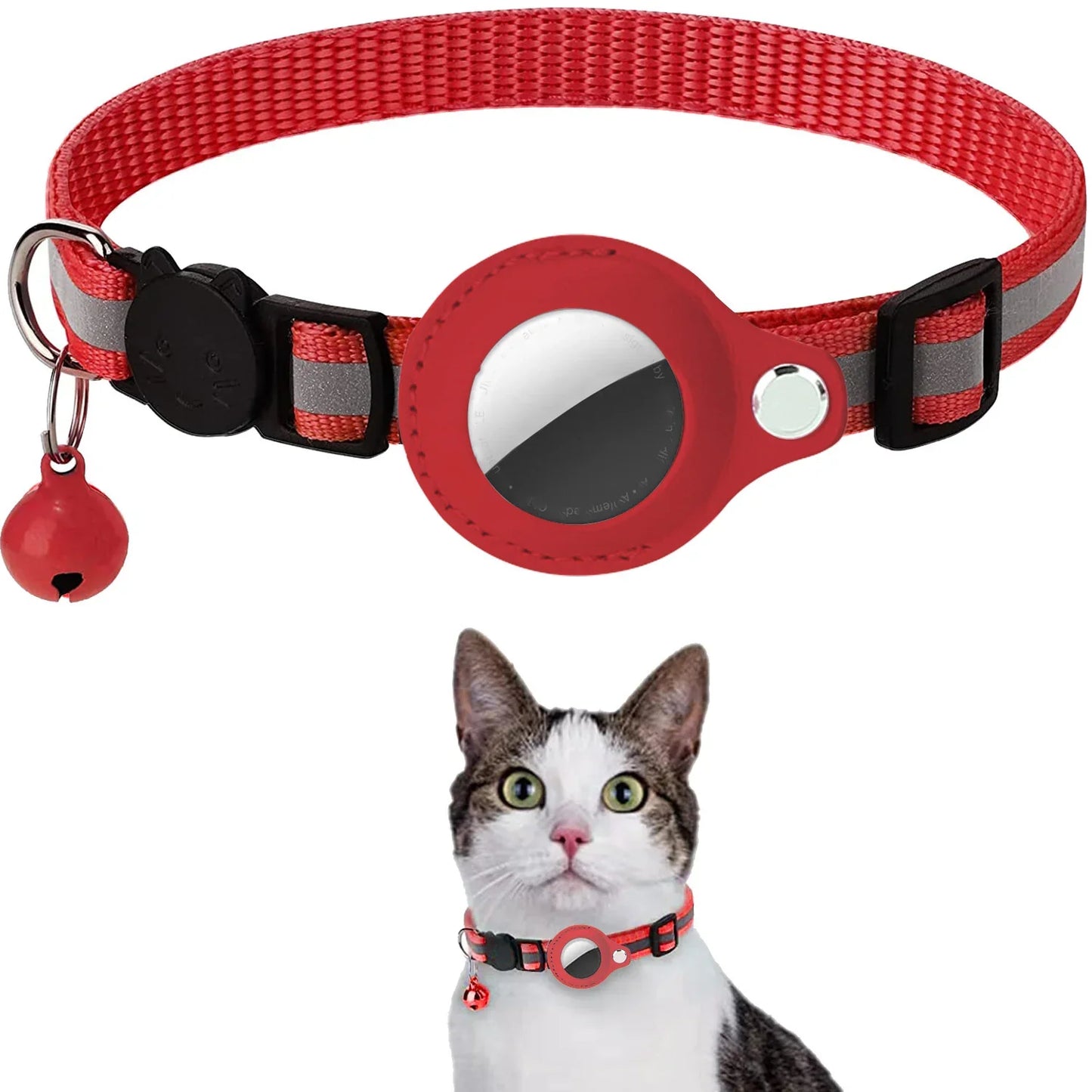 SafeTag Adjustable Cat Collar with AirTag Holder & Reflective Strips