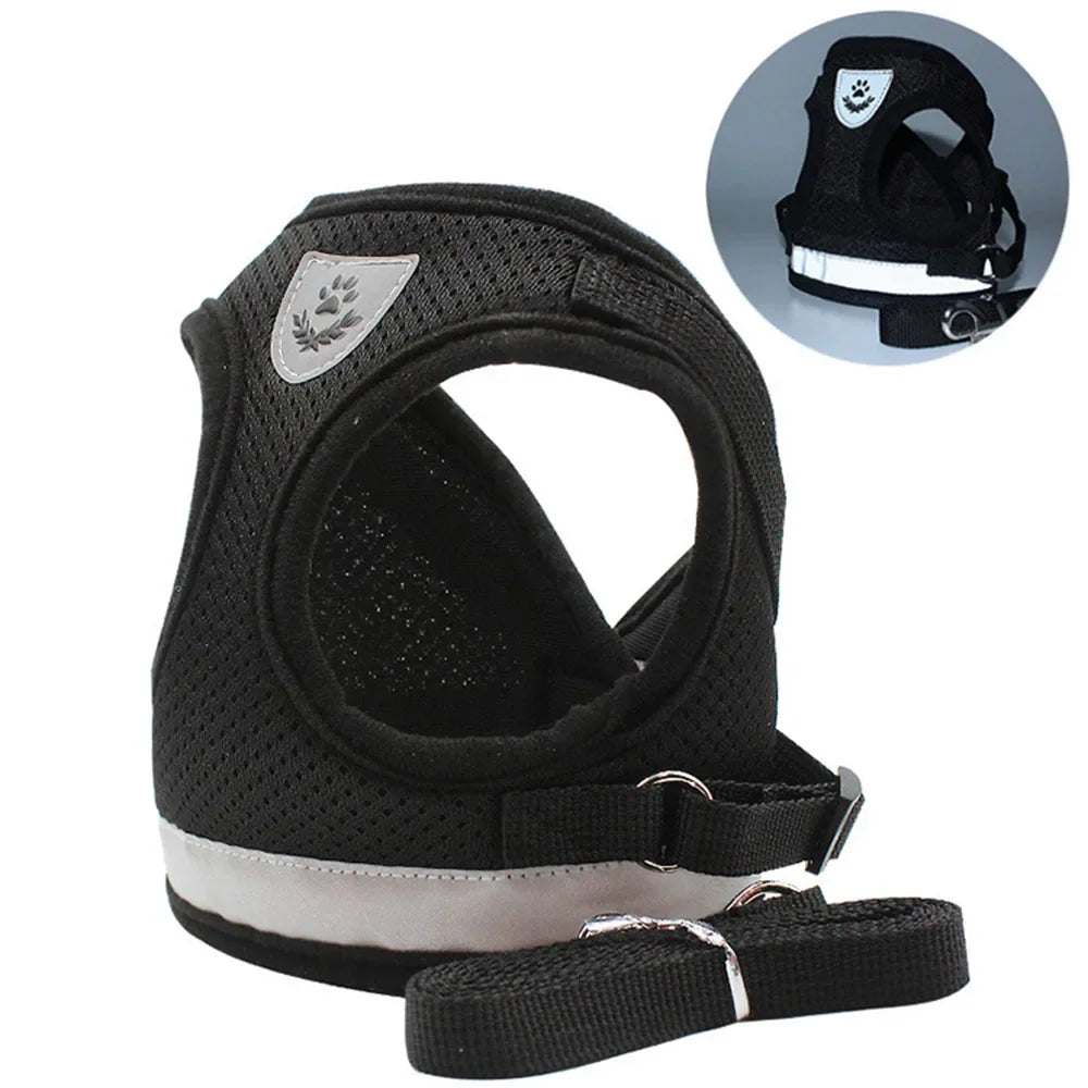 Reflective Cat & Dog Harness with Leash Set – Adjustable Escape Proof