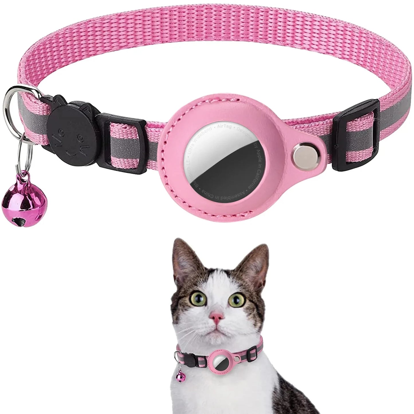 SafeTag Adjustable Cat Collar with AirTag Holder & Reflective Strips