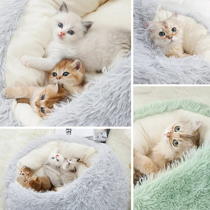 CozyWarm 2-in-1 Winter Plush Cat & Dog Bed