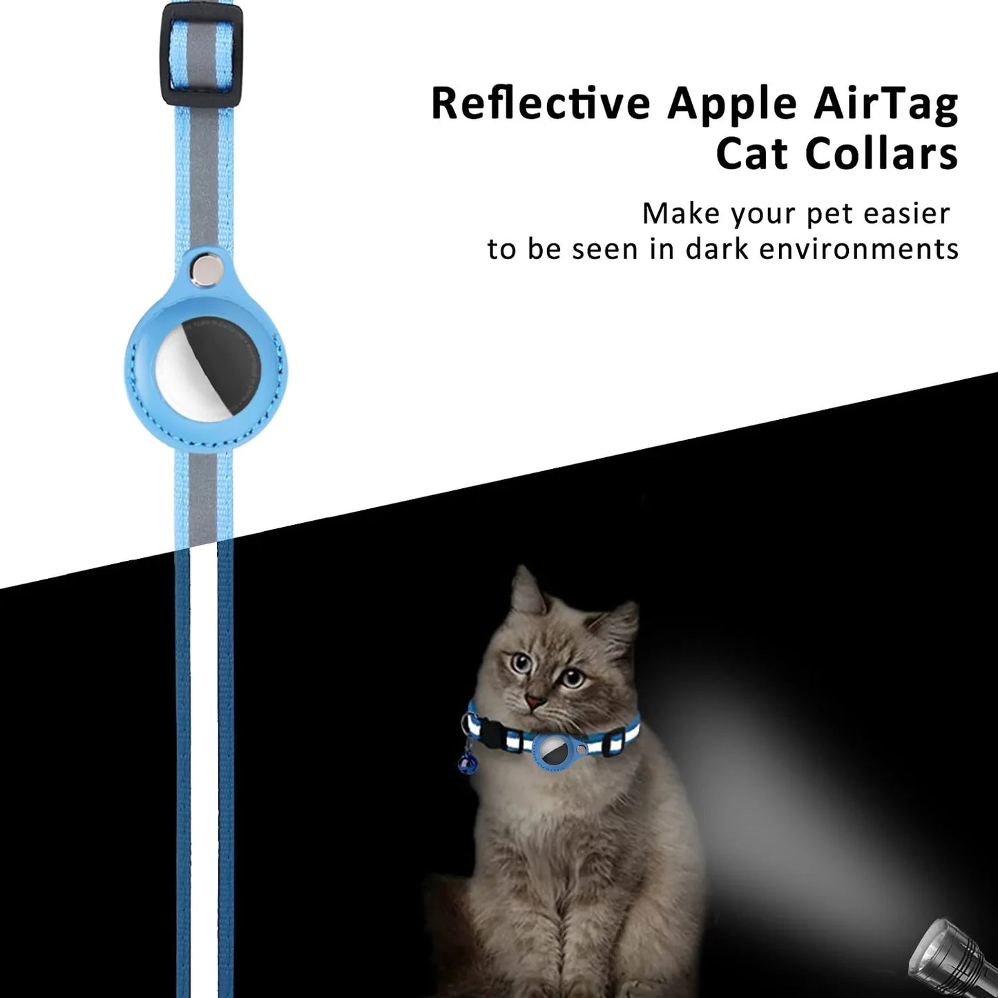 SafeTag Adjustable Cat Collar with AirTag Holder & Reflective Strips