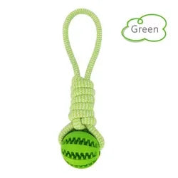 Pet Tooth Cleaning Chewing IQ Treat Ball Food Dispensing Bite Chew Knot Training Tugging Playing Rubber Rope Dog Ball Toys