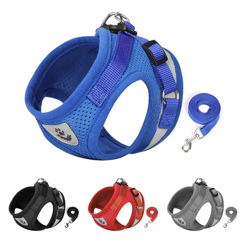 Reflective Cat & Dog Harness with Leash Set – Adjustable Escape Proof