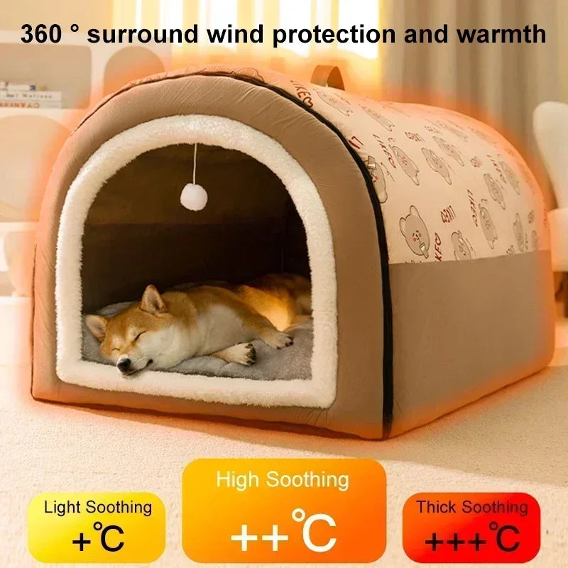 "CozyPaws Lodge - Winter-ready dog house and bed for big breeds"